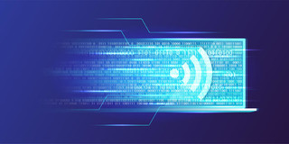 蓝色科技感网络科技wifi信号电脑代码科技线条展板背景